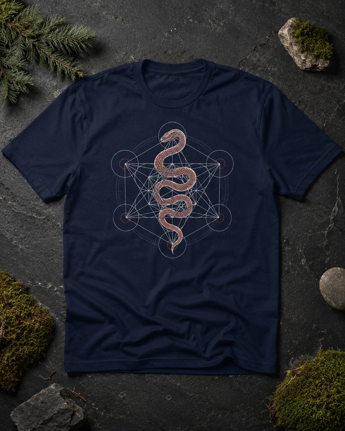 Serpent Sacred Geometry Shirt, Red Snake Metatron Cube Tee, Mystic Occult Geometric Spiritual T-Shirt