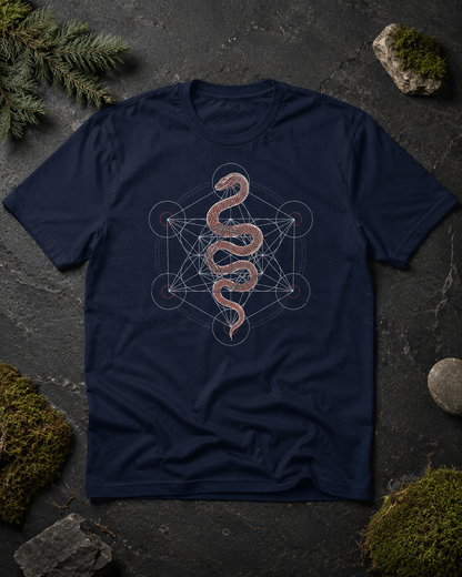 Serpent Sacred Geometry Shirt, Red Snake Metatron Cube Tee, Mystic Occult Geometric Spiritual T-Shirt