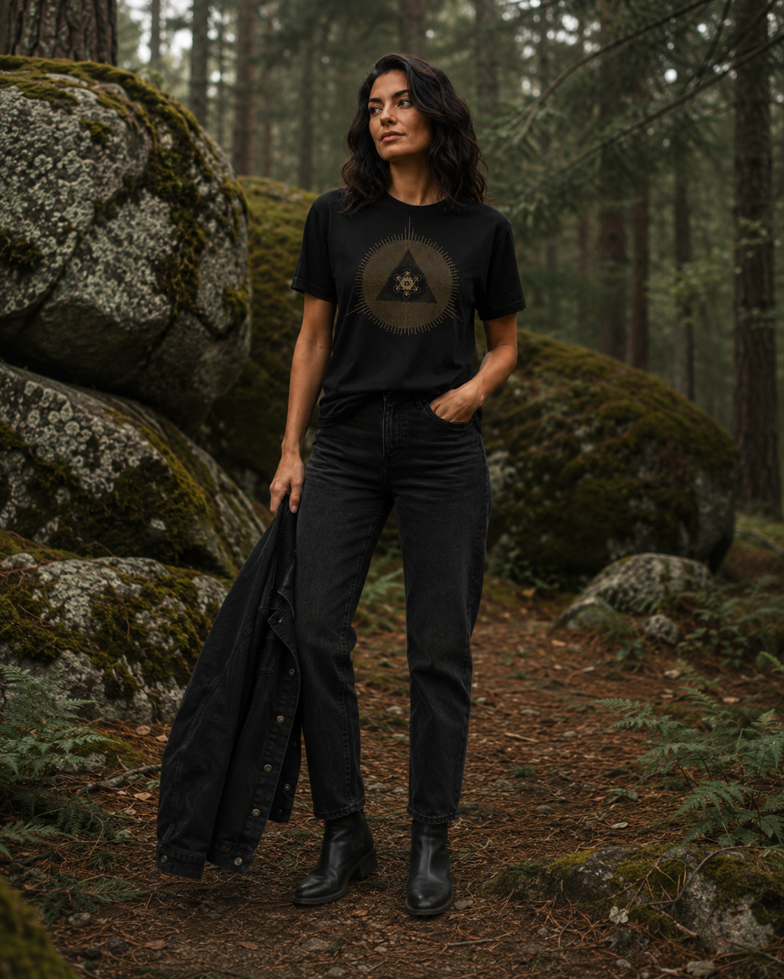 Metatron Cube Shirt, Sacred Geometry Sunburst Tee, Gold Esoteric Mandala Graphic, Mystic Geometric T-Shirt