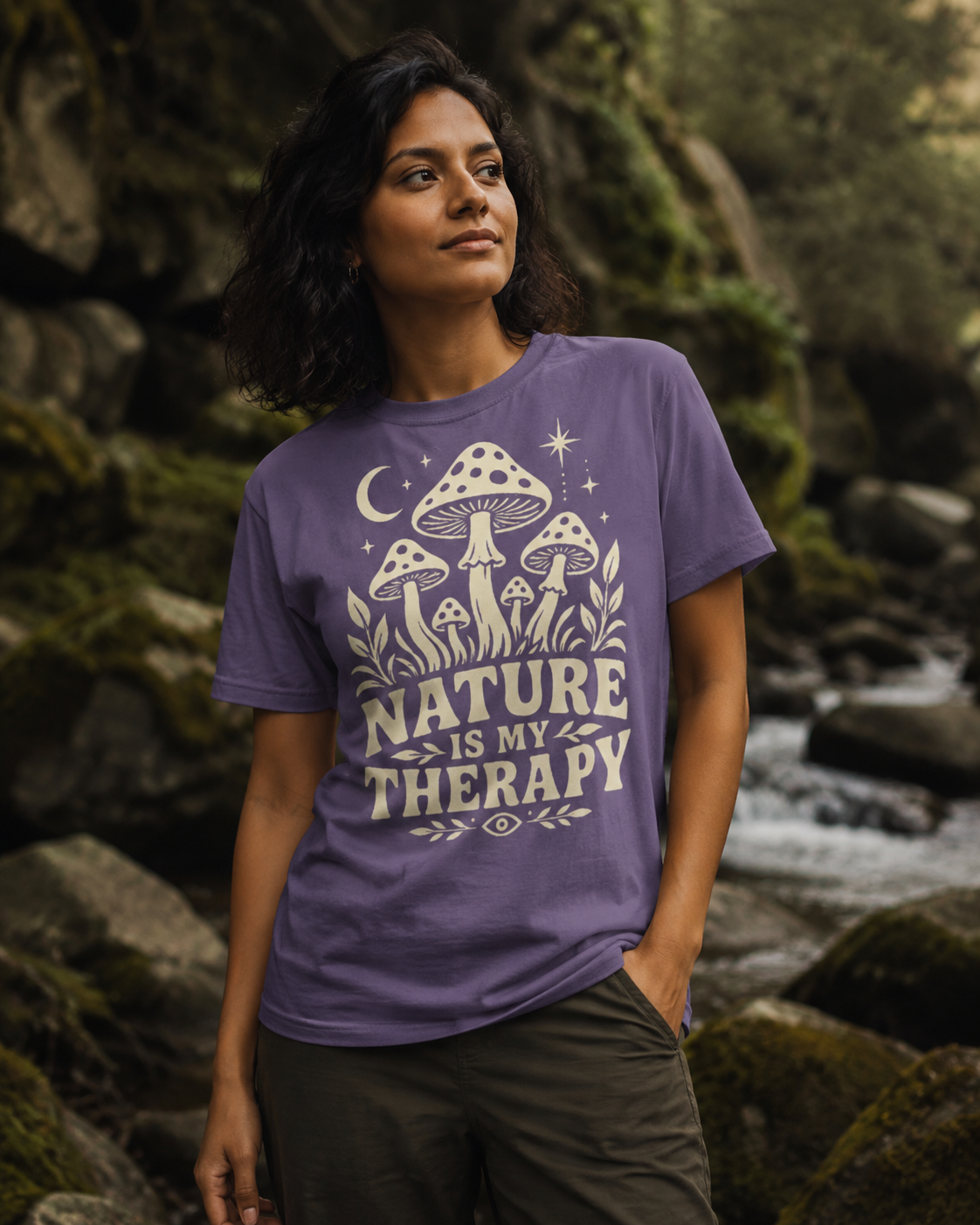 Nature Is My Therapy Mushroom Comfort T-Shirt