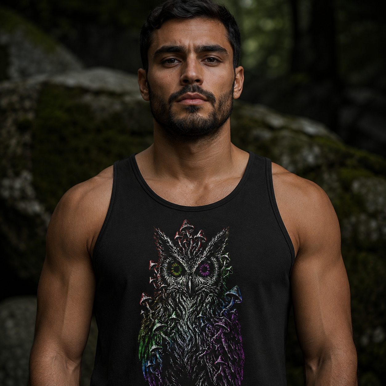 Trippy Mushroom Owl Comfort Tank