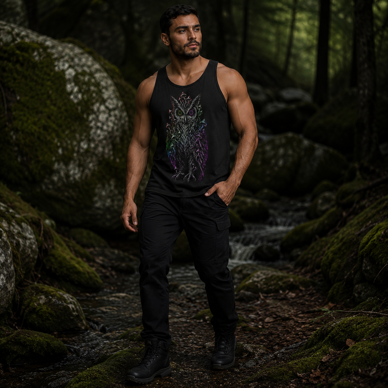 Trippy Mushroom Owl Comfort Tank