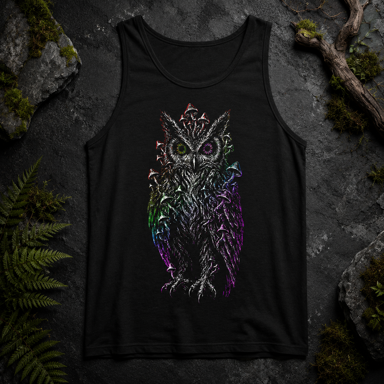 Trippy Mushroom Owl Comfort Tank