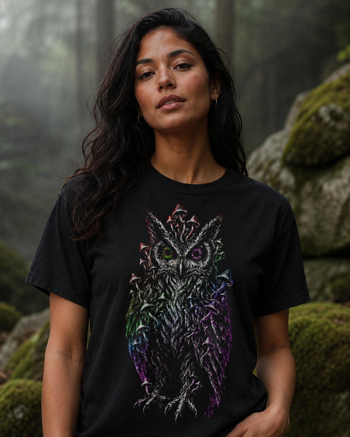 Trippy Mushroom Owl Comfort T-Shirt