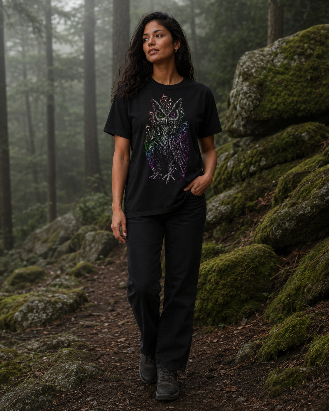 Trippy Mushroom Owl Comfort T-Shirt