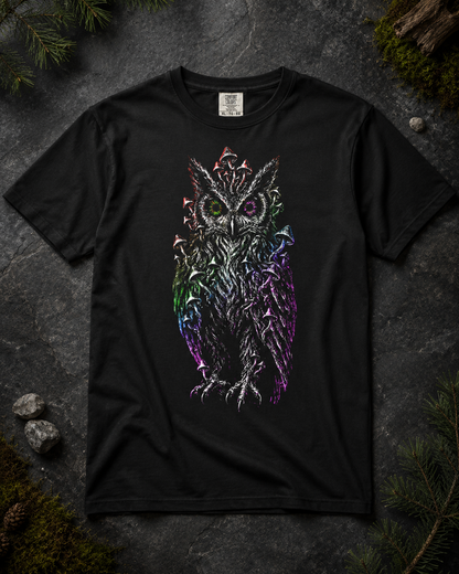 Trippy Mushroom Owl Comfort T-Shirt