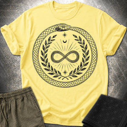 888 Ouroboros Infinity Unisex T-Shirt - 888 Ouroboros Infinity Unisex T-Shirt - Cornsilk