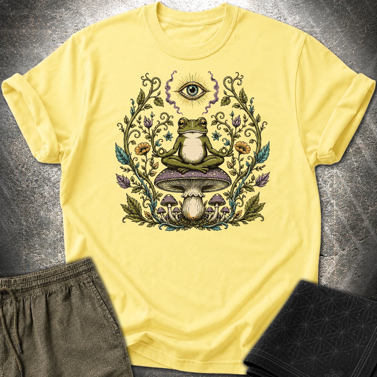 enlightened Frog - enlightened Frog T-Shirt - Cornsilk