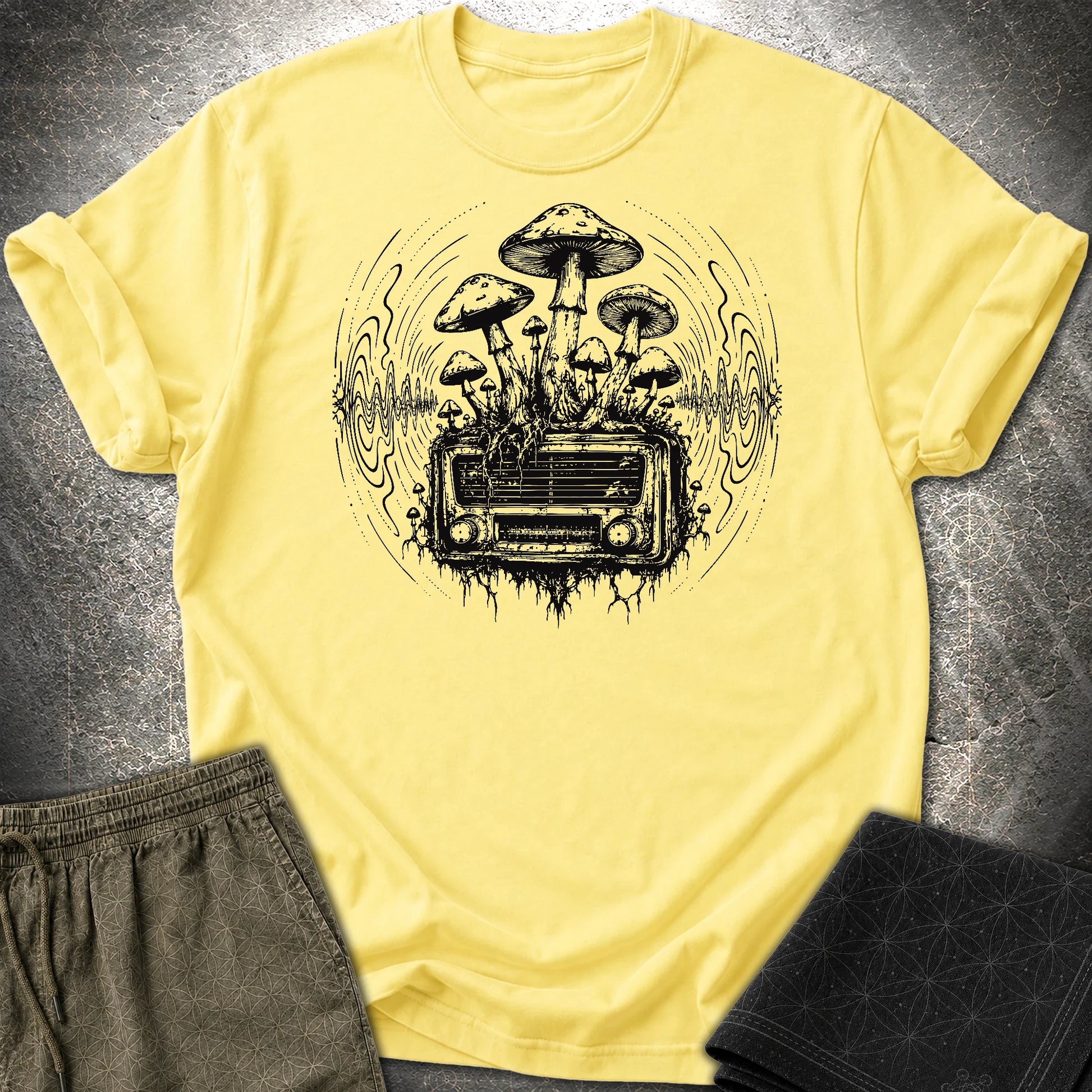 Mushroom Radio - Mushroom Radio T-Shirt - Cornsilk