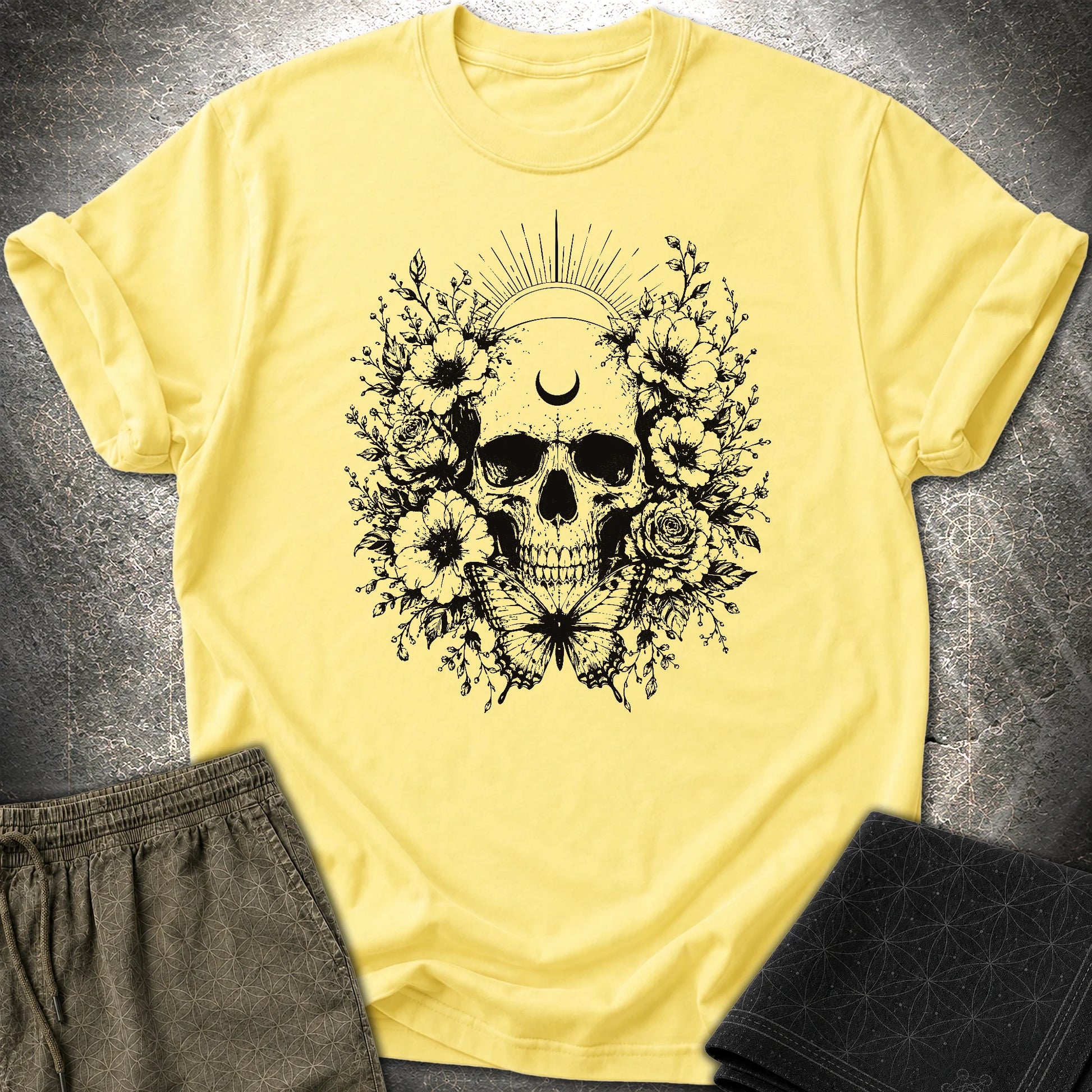 Moon Phases Moth - Moon Phases Moth T-Shirt - Cornsilk