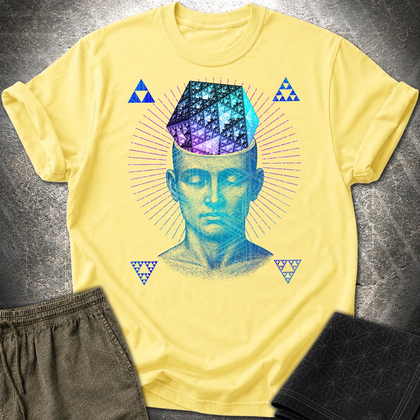 The Mathematitian Fractal Mind T-Shirt - The Mathematitian Fractal Mind T-Shirt - Cornsilk