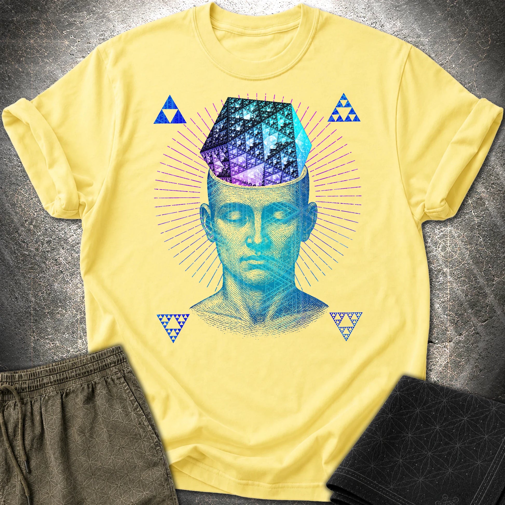 The Mathematitian Fractal Mind T-Shirt - The Mathematitian Fractal Mind T-Shirt - Cornsilk