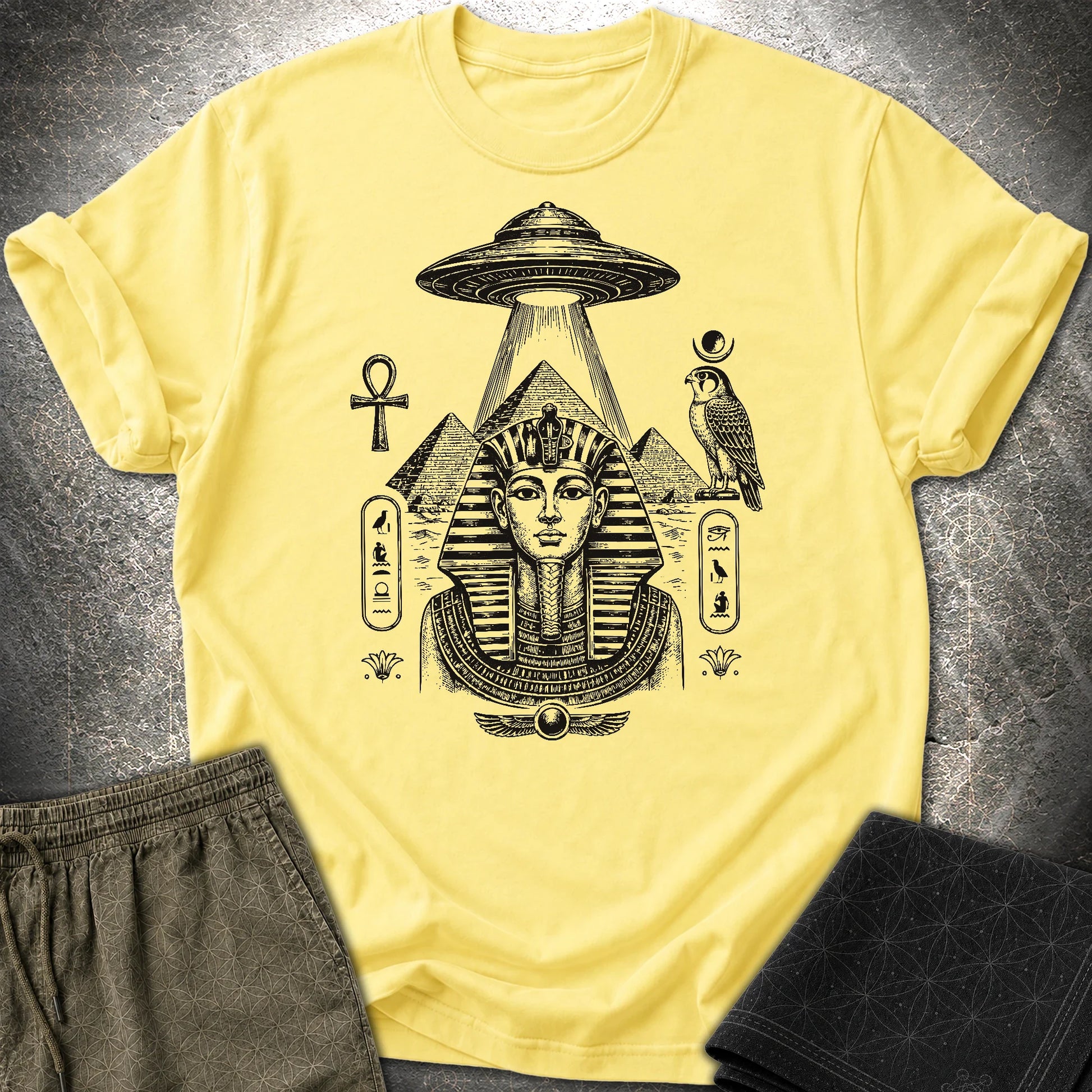 Pharaoh Under the Alien Light - Pharaoh Under the Alien Light T-Shirt - Cornsilk