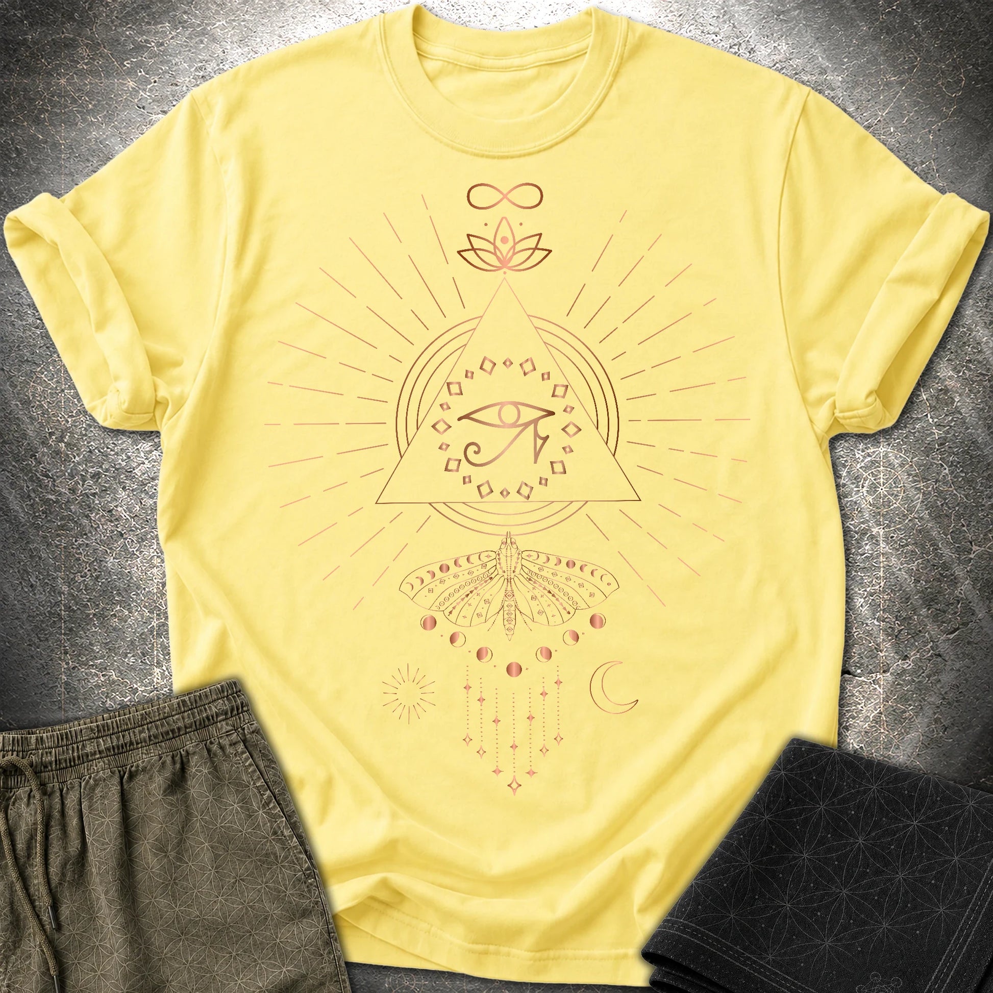 Ra Mystical Moth T-Shirt - Ra Mystical Moth T-Shirt - Cornsilk