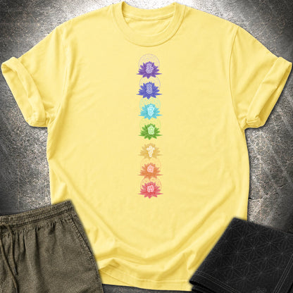 Lotus Flower Chakras T-Shirt - Lotus Flower Chakras T-Shirt - Cornsilk