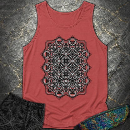 Monochrome Geometric Nexus - Monochrome Geometric Nexus Comfort Tank Top - Crimson