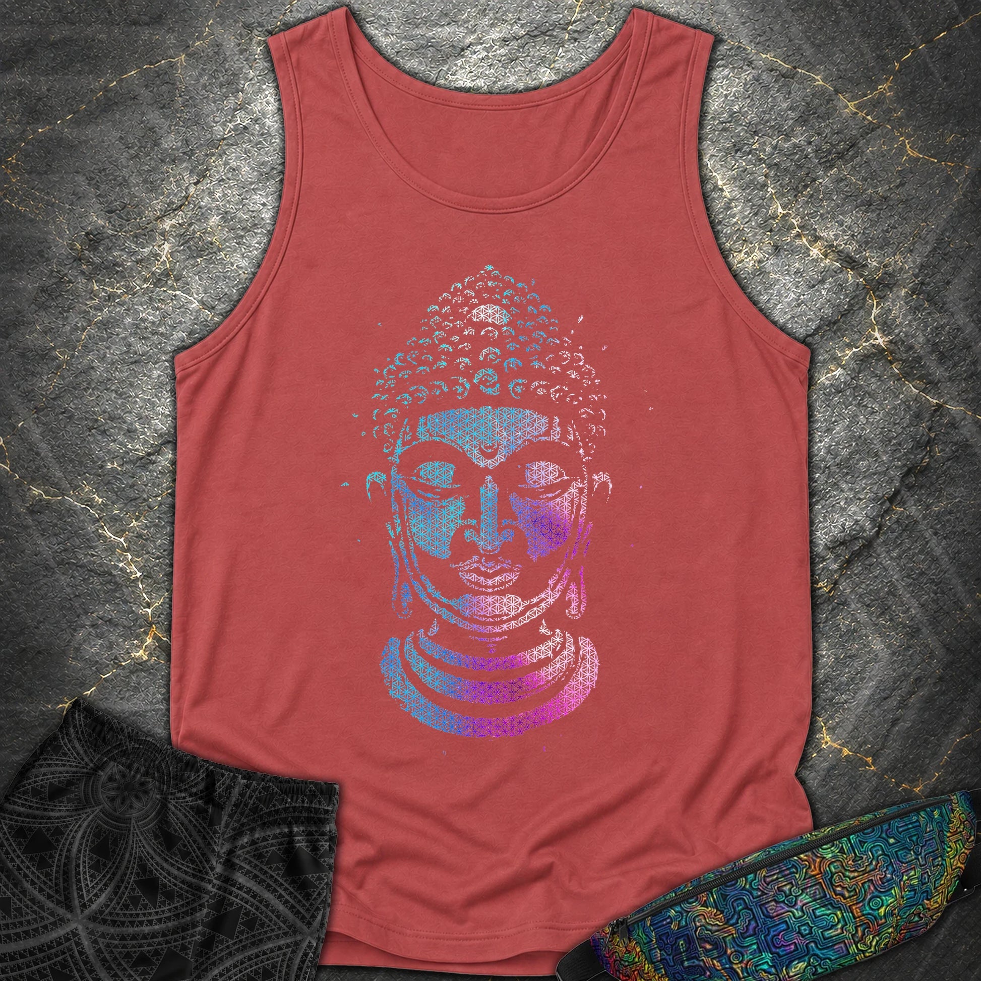 Buddha Flower Of Life Pattern Comfort Tank Top - Buddha Flower Of Life Pattern Comfort Tank Top - Crimson