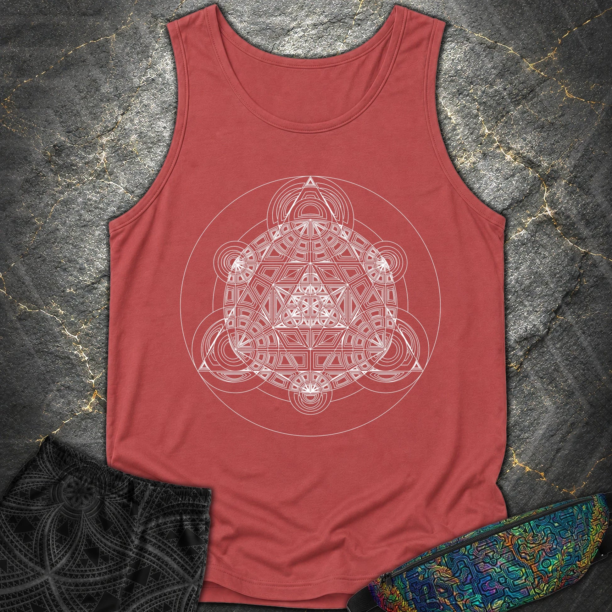 Sacred Mosaic T-Shirt - Sacred Mosaic Comfort Tank Top - Crimson