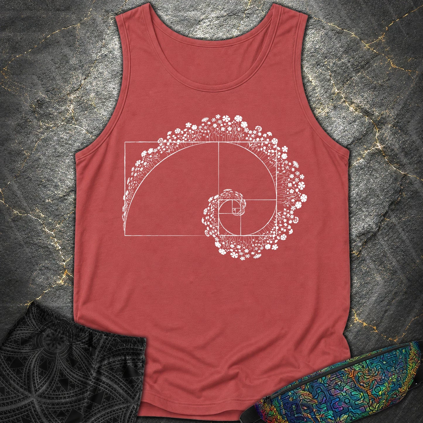 Golden Ratio Flower Spiral Comfort Tank - Golden Ratio Flower Spiral Comfort Tank - Crimson