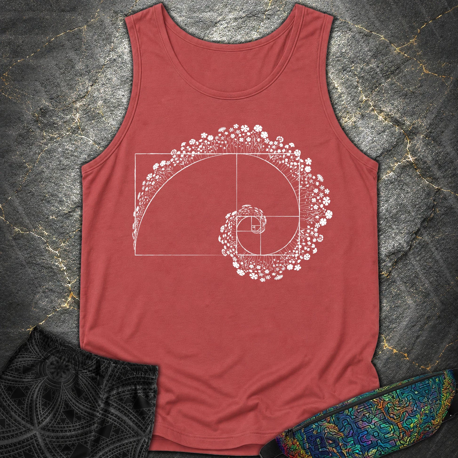 Golden Ratio Flower Spiral Comfort Tank - Golden Ratio Flower Spiral Comfort Tank - Crimson