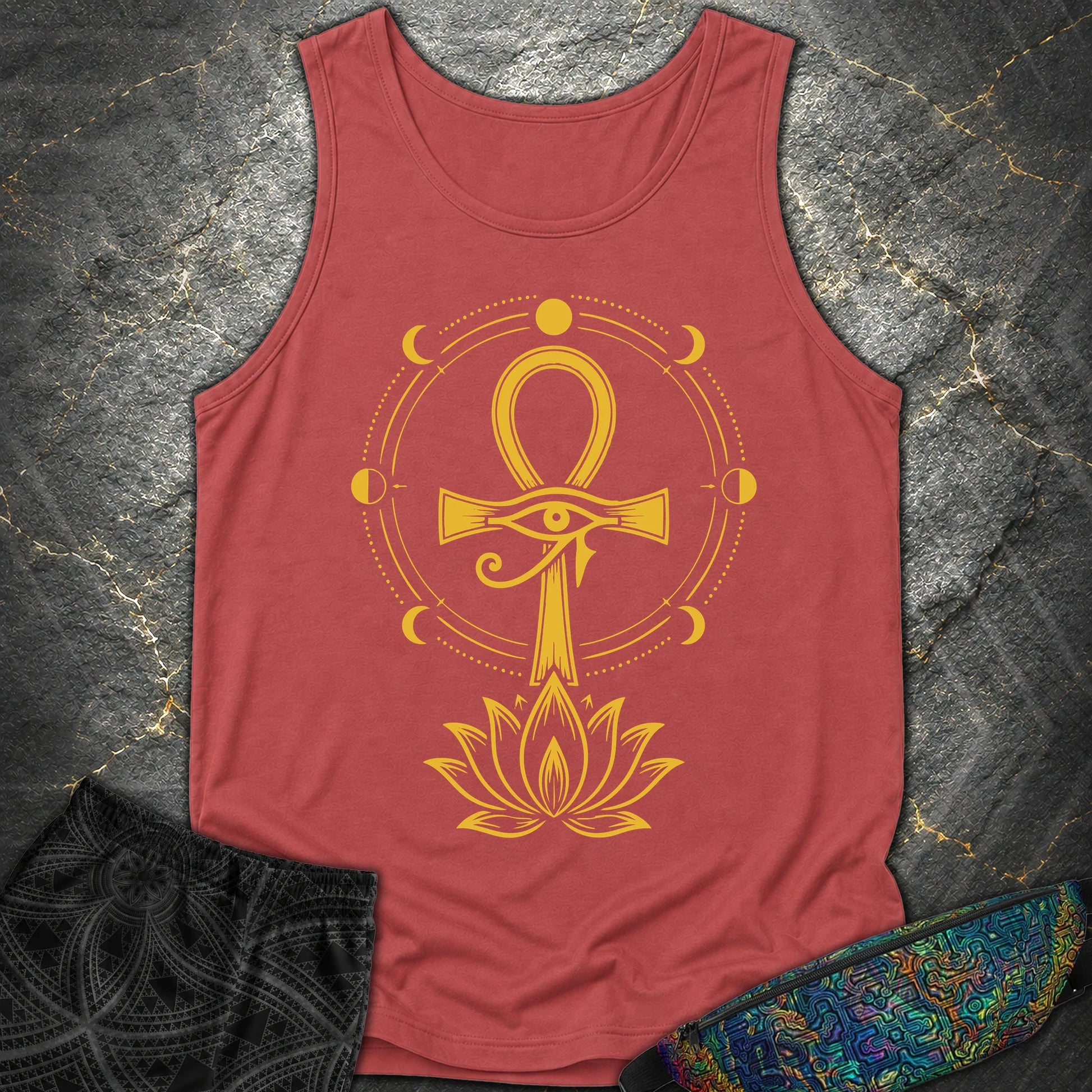 Eye of Life Above Lotus - Eye of Life Above Lotus Comfort Tank Top - Crimson