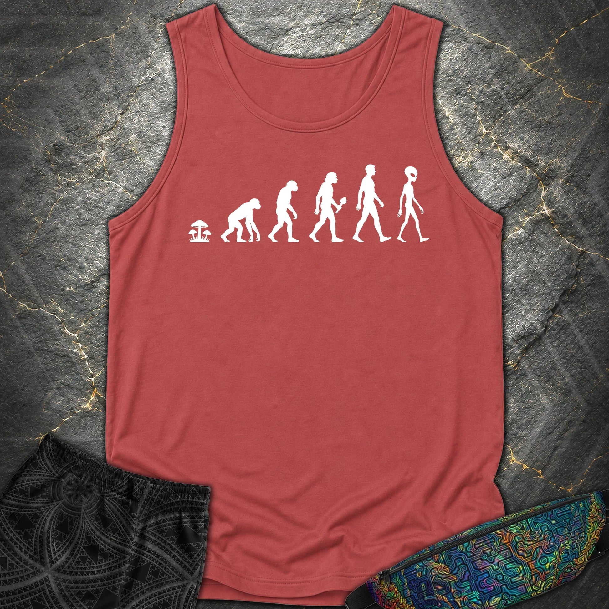 Mushroom Evolution Transformation Comfort Tank - Mushroom Evolution Transformation Comfort Tank - Crimson