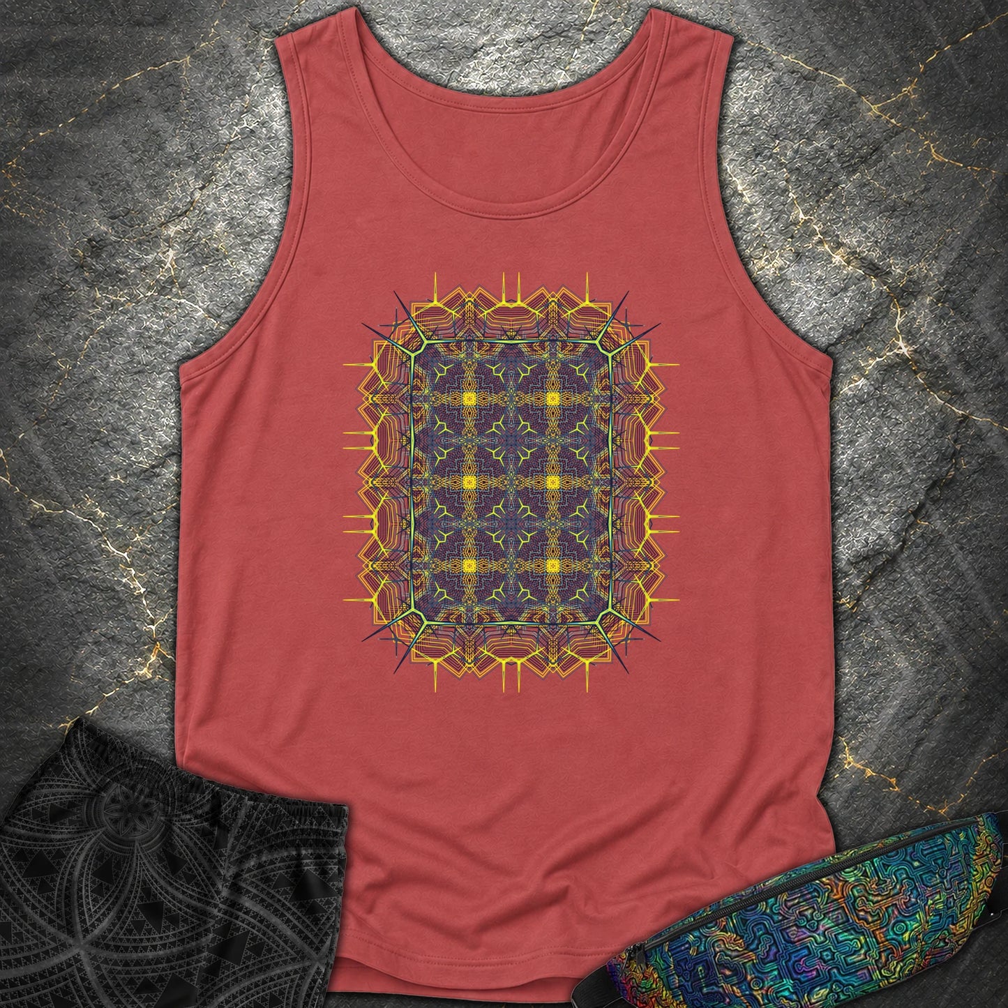 Electric Geometric Matrix - Electric Geometric Matrix Comfort Tank Top - Crimson