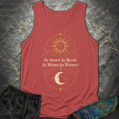 As Above So Below Sun Moon Colored - As Above So Below Sun Moon Colored Comfort Tank Top - Crimson