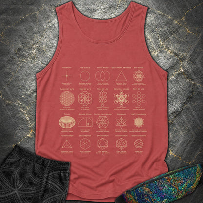 Sacred Geometry Figures Comfort T-Shirt - Sacred Geometry Figures Comfort Tank Top - Crimson