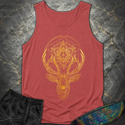Metatron's Cube Deer T-Shirt - Metatron's Cube Deer Comfort Tank Top - Crimson
