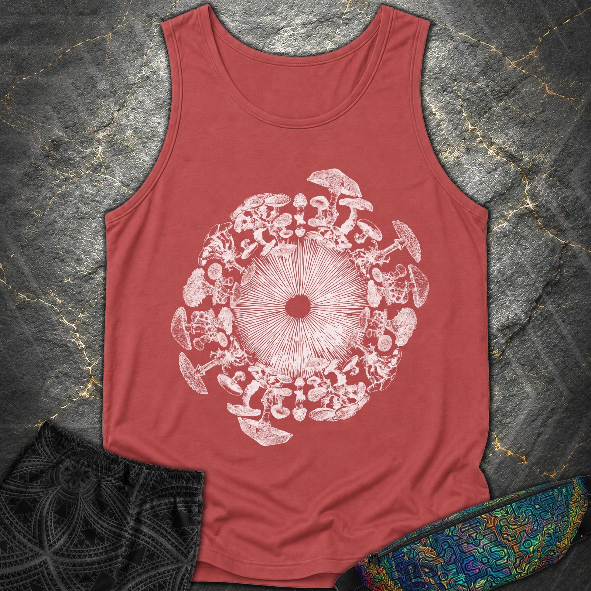 Mushroom Iris - Mushroom Iris Comfort Tank Top - Crimson