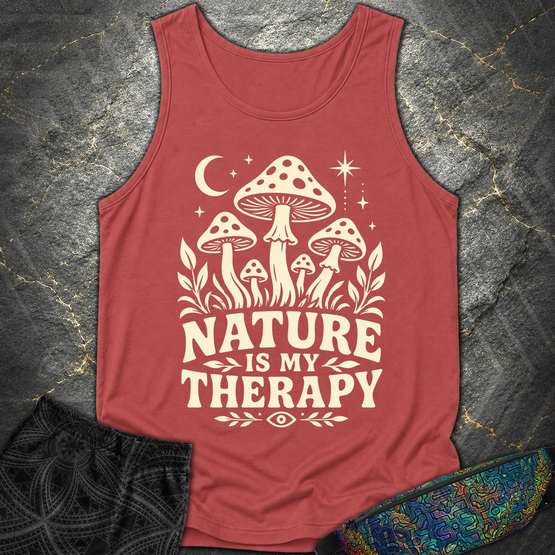 Nature Is My Therapy Mushroom Comfort Tank - Nature Is My Therapy Mushroom Comfort Tank - Crimson