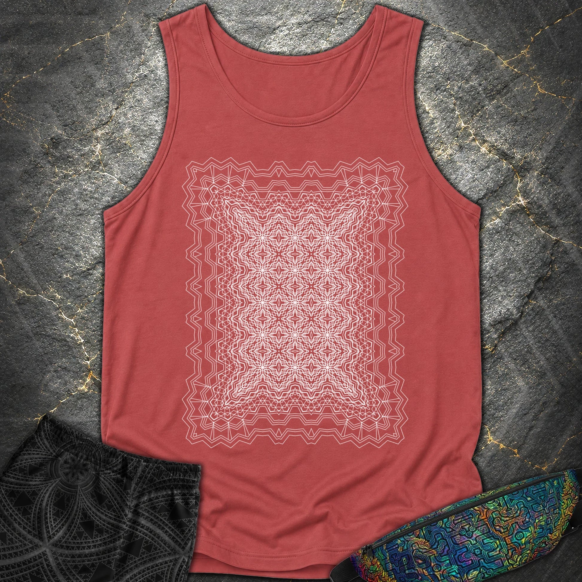 Infinite Geometric Lattice - Infinite Geometric Lattice Comfort Tank Top - Crimson