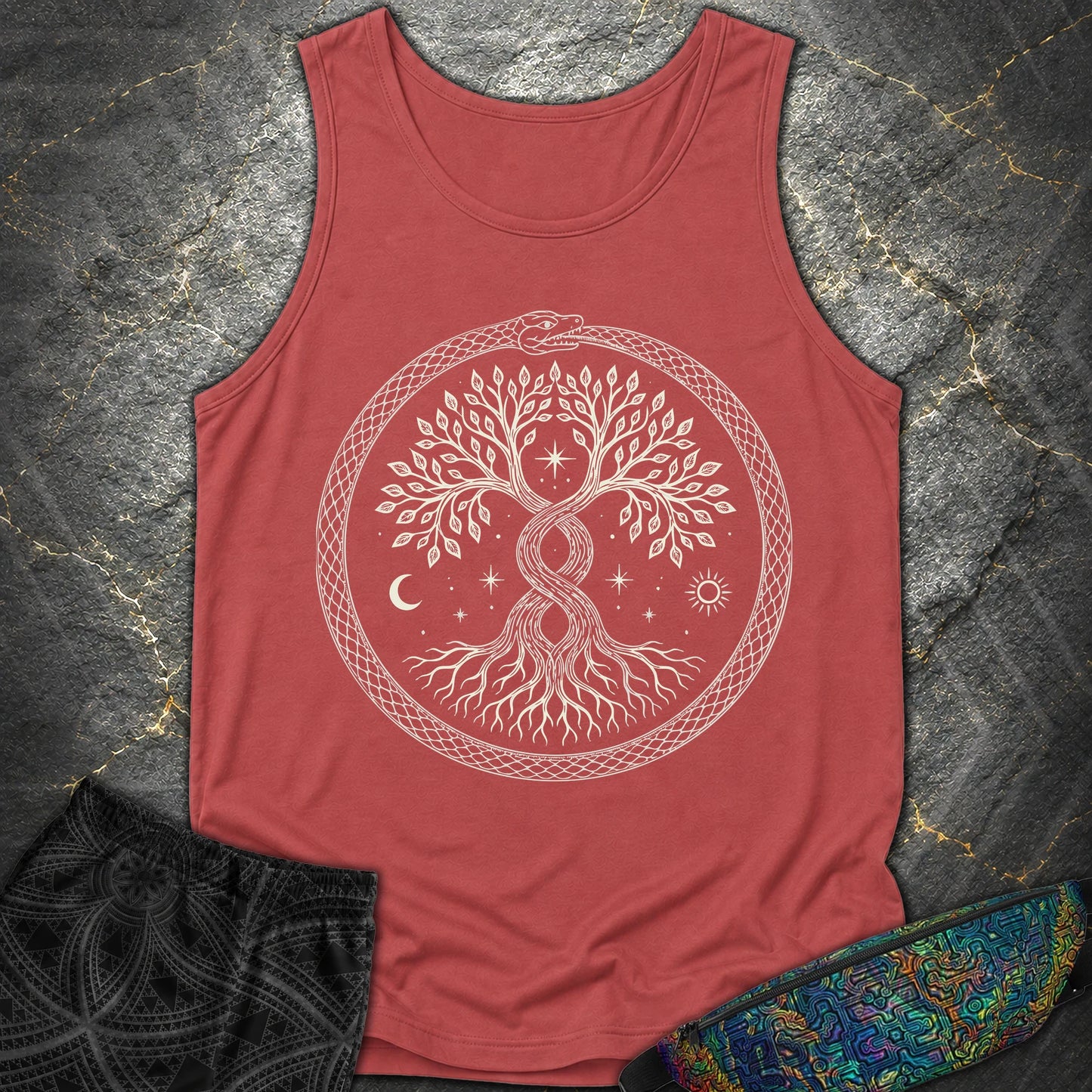888 Ouroboros Tree Comfort Tank Top - 888 Ouroboros Tree Comfort Tank Top - Crimson