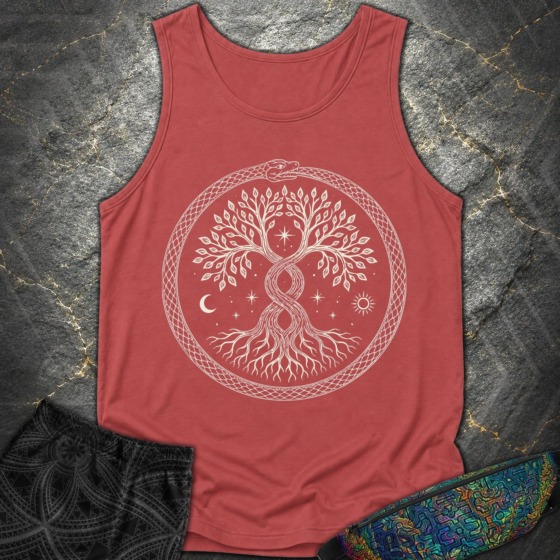 888 Ouroboros Tree Comfort Tank Top - 888 Ouroboros Tree Comfort Tank Top - Crimson