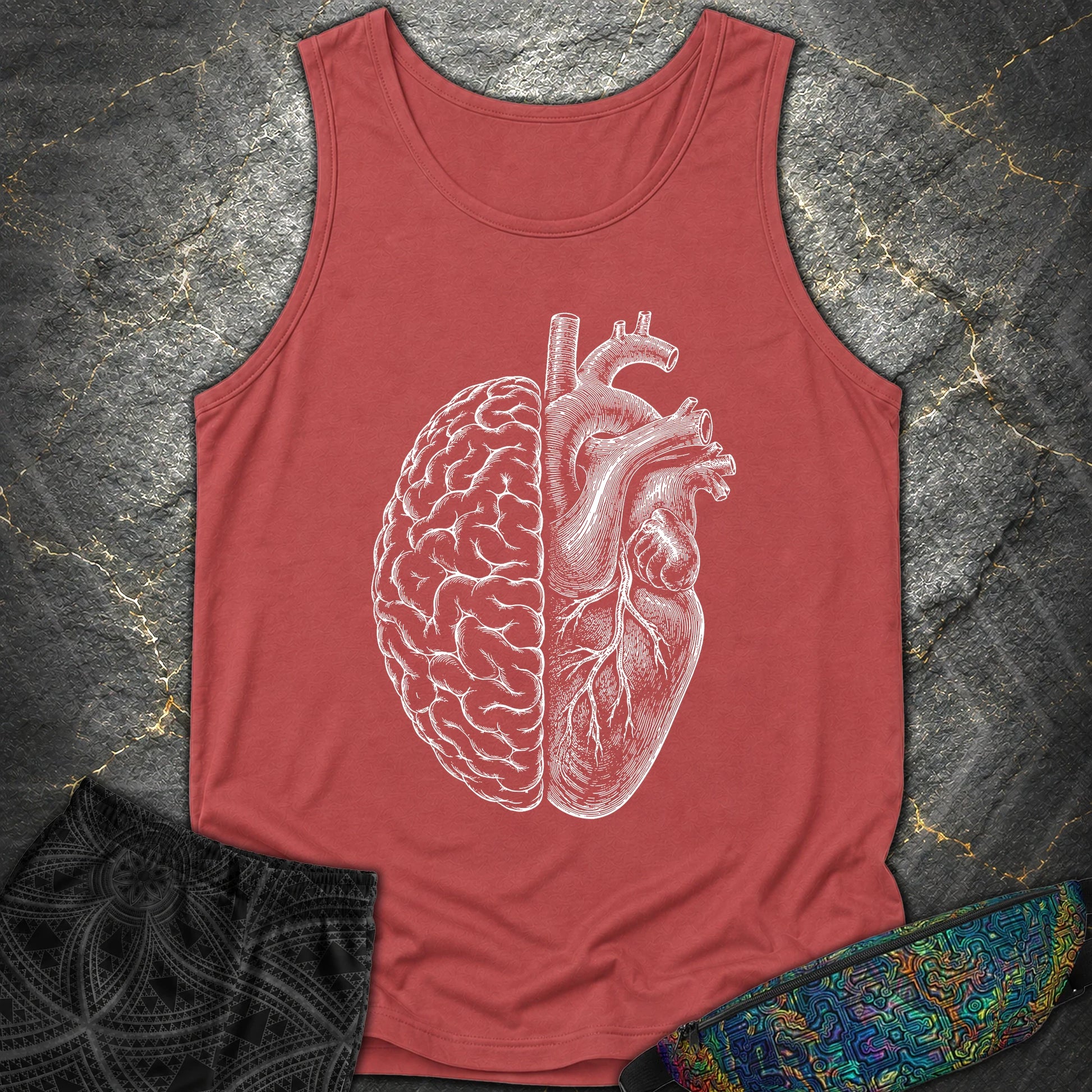 Heart Brain - Heart Brain Comfort Tank Top - Crimson
