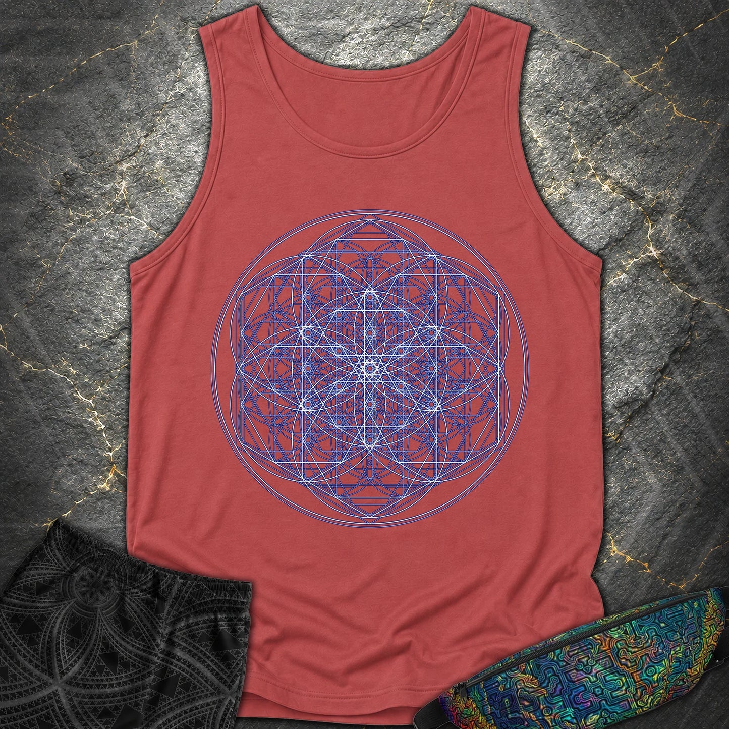 Sacred Flower Grids - Sacred Flower Grids Comfort Tank Top - Crimson