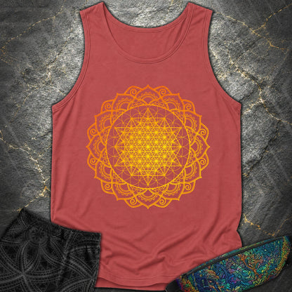 Tetrahedron Mandala T-Shirt - Tetrahedron Mandala Comfort Tank Top - Crimson