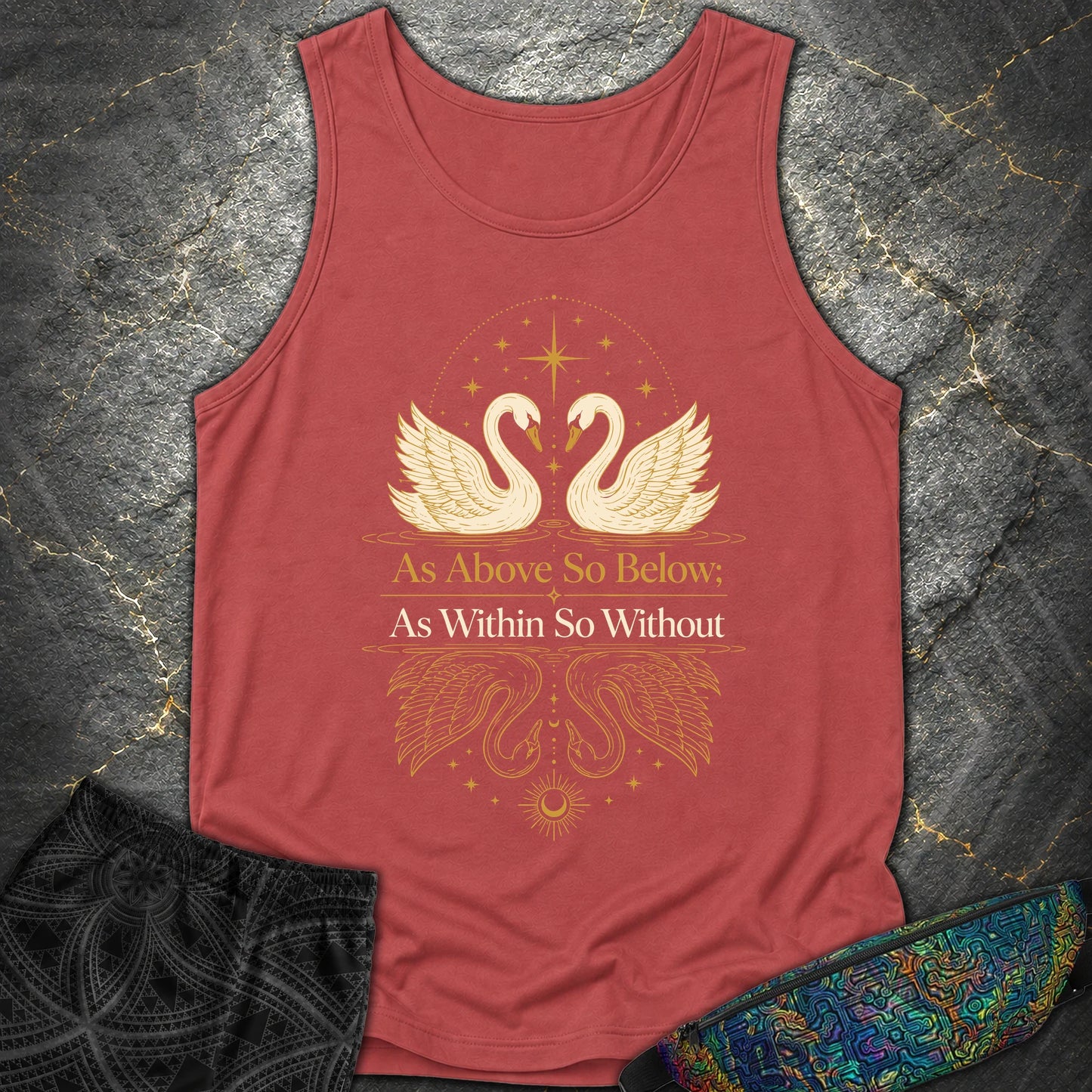 As Above So Below Swans - As Above So Below Swans Comfort Tank Top - Crimson