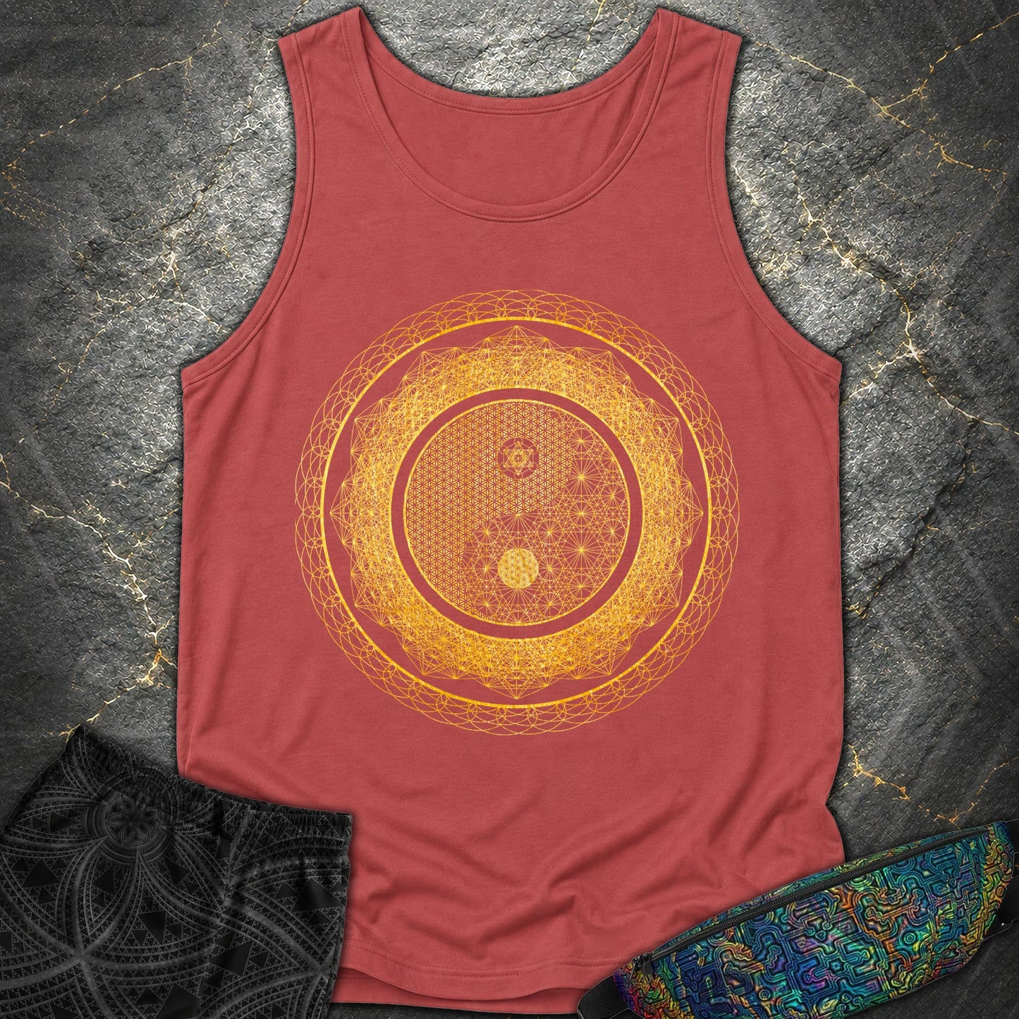 Yin Yang Gold T-Shirt - Yin Yang Gold Comfort Tank Top - Crimson