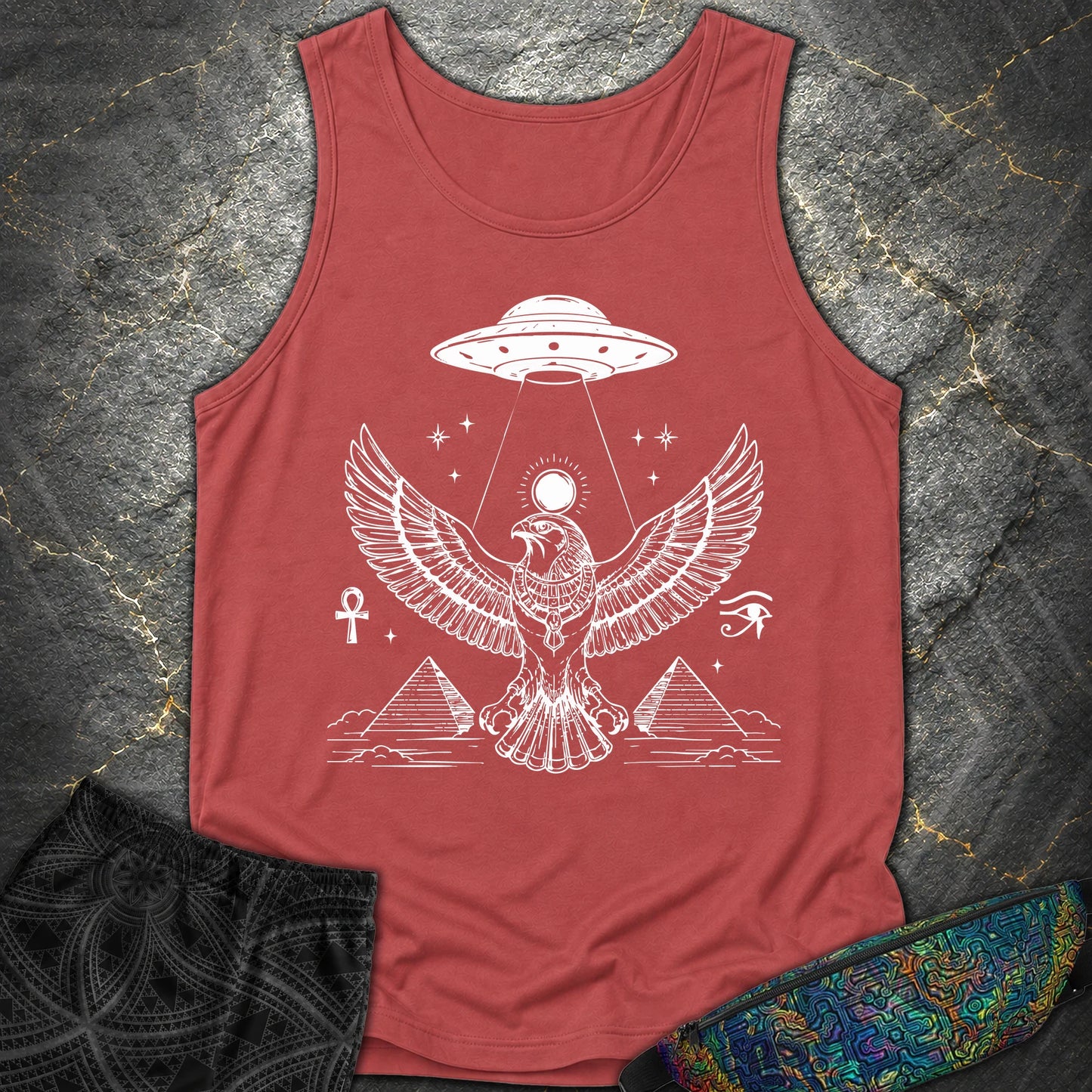 Solar Falcon Beneath the Starship - Solar Falcon Beneath the Starship Comfort Tank Top - Crimson