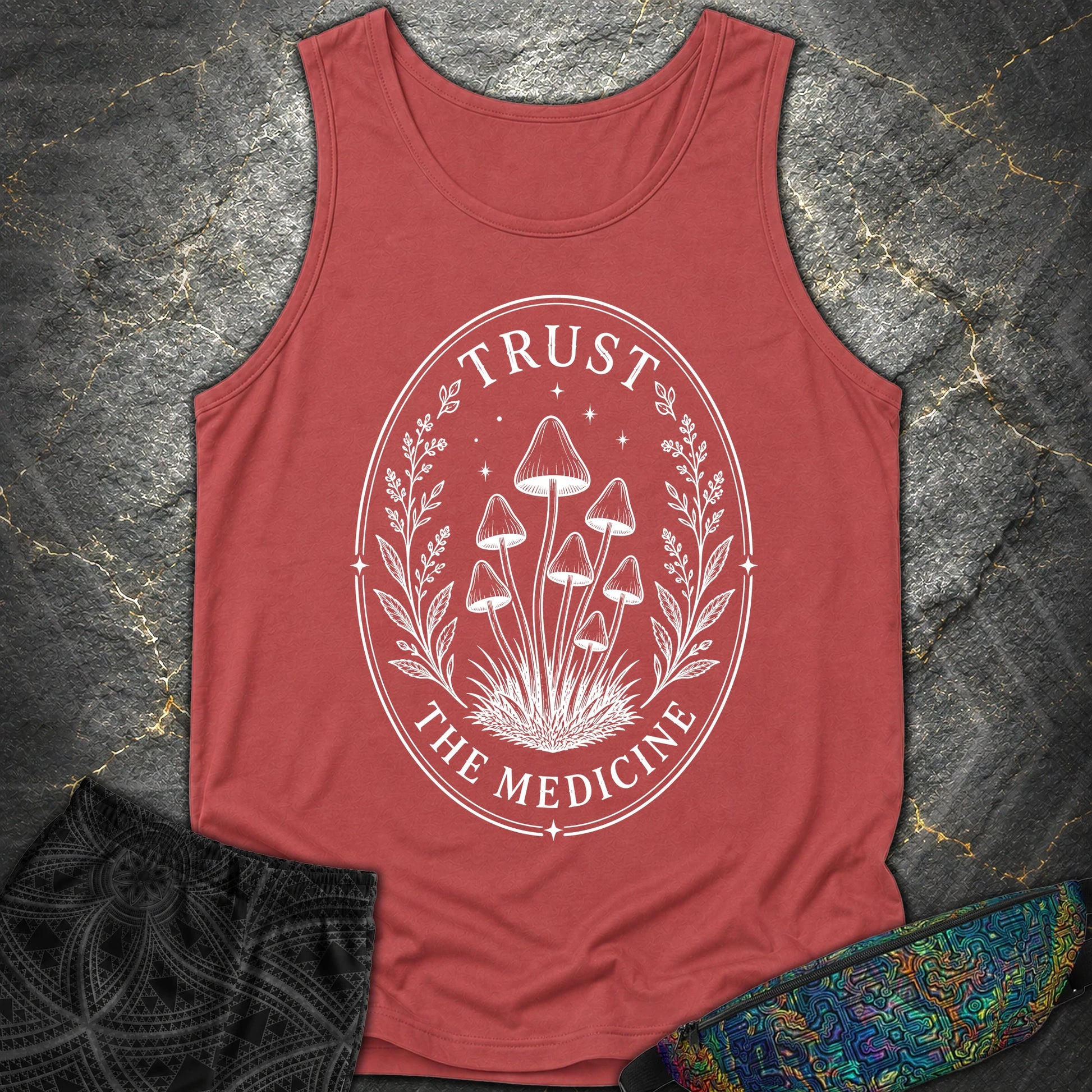 Trust The Medicine Mushroom Comfort Tank - Trust The Medicine Mushroom Comfort Tank - Crimson
