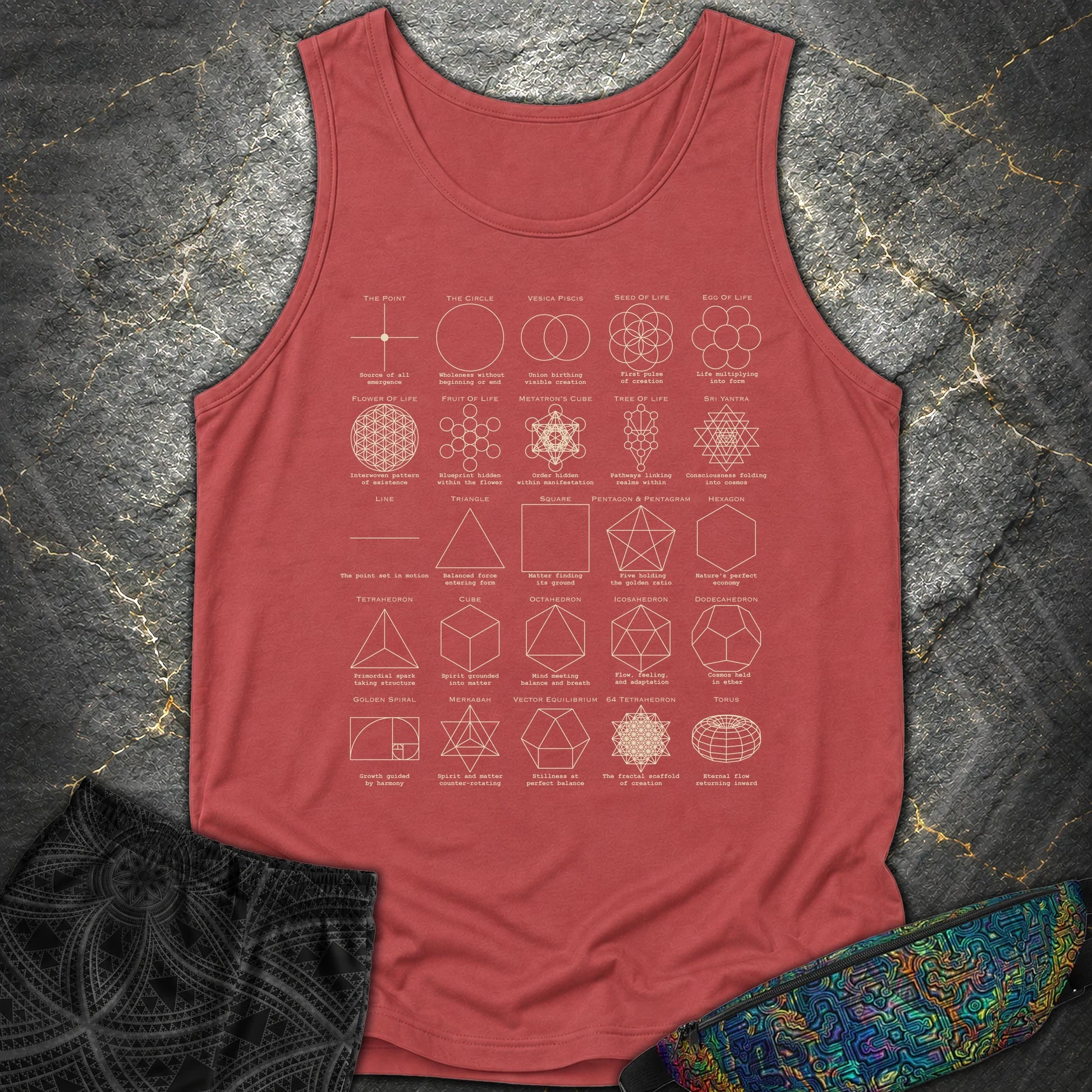 Sacred Geometry Figures Comfort Tank Top - Sacred Geometry Figures Comfort Tank Top - Crimson