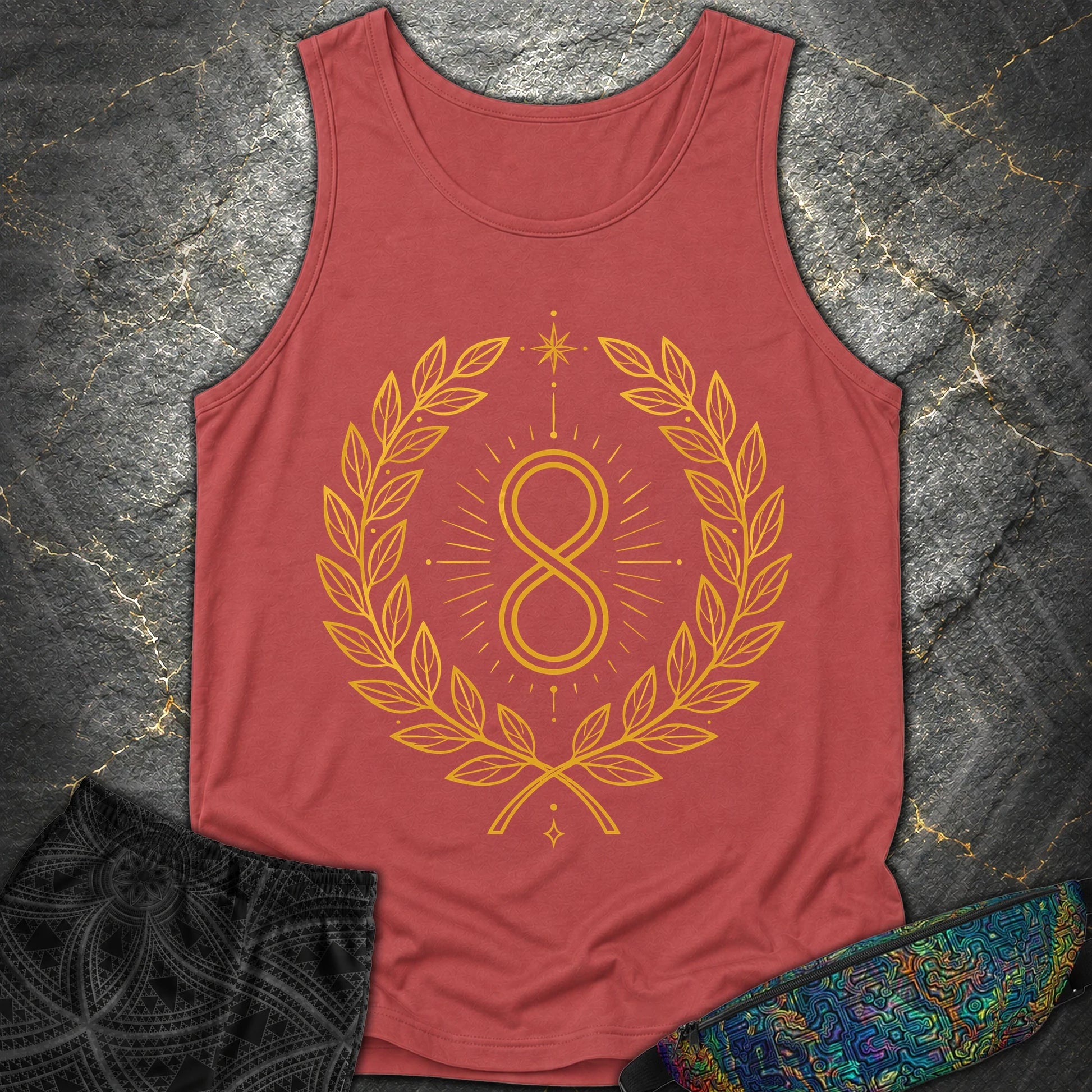 888 Infinity Wreath Unisex Comfort Tank Top - 888 Infinity Wreath Unisex Comfort Tank Top - Crimson