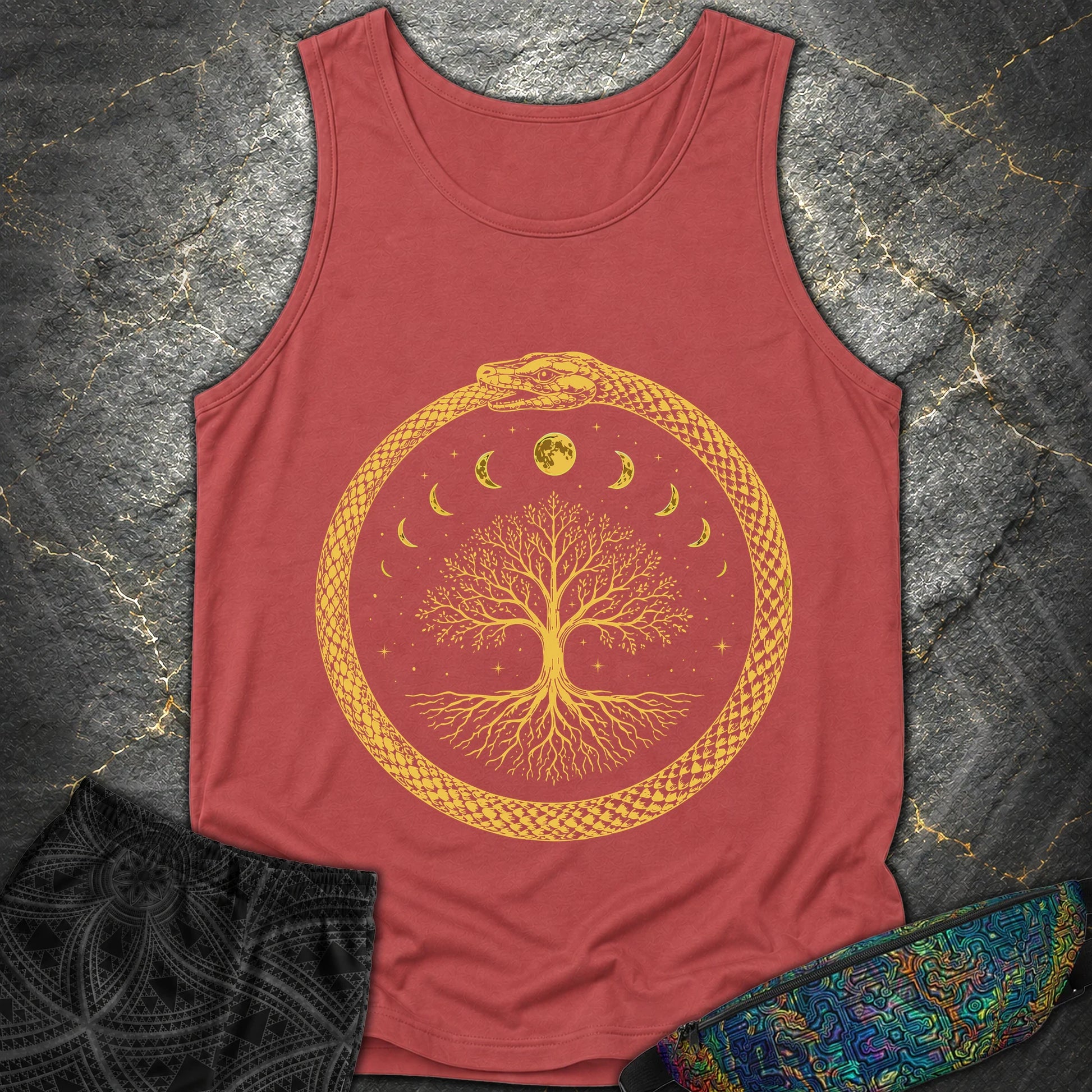 Ouroboros Moon Tree Unisex Comfort Tank Top - Ouroboros Moon Tree Unisex Comfort Tank Top - Crimson