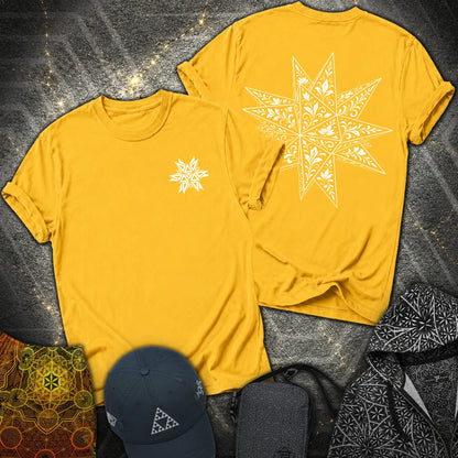 White Floral Stellated Dodecahedron 2 Sided T-Shirt - White Floral Stellated Dodecahedron 2 Sided T-Shirt - Daisy