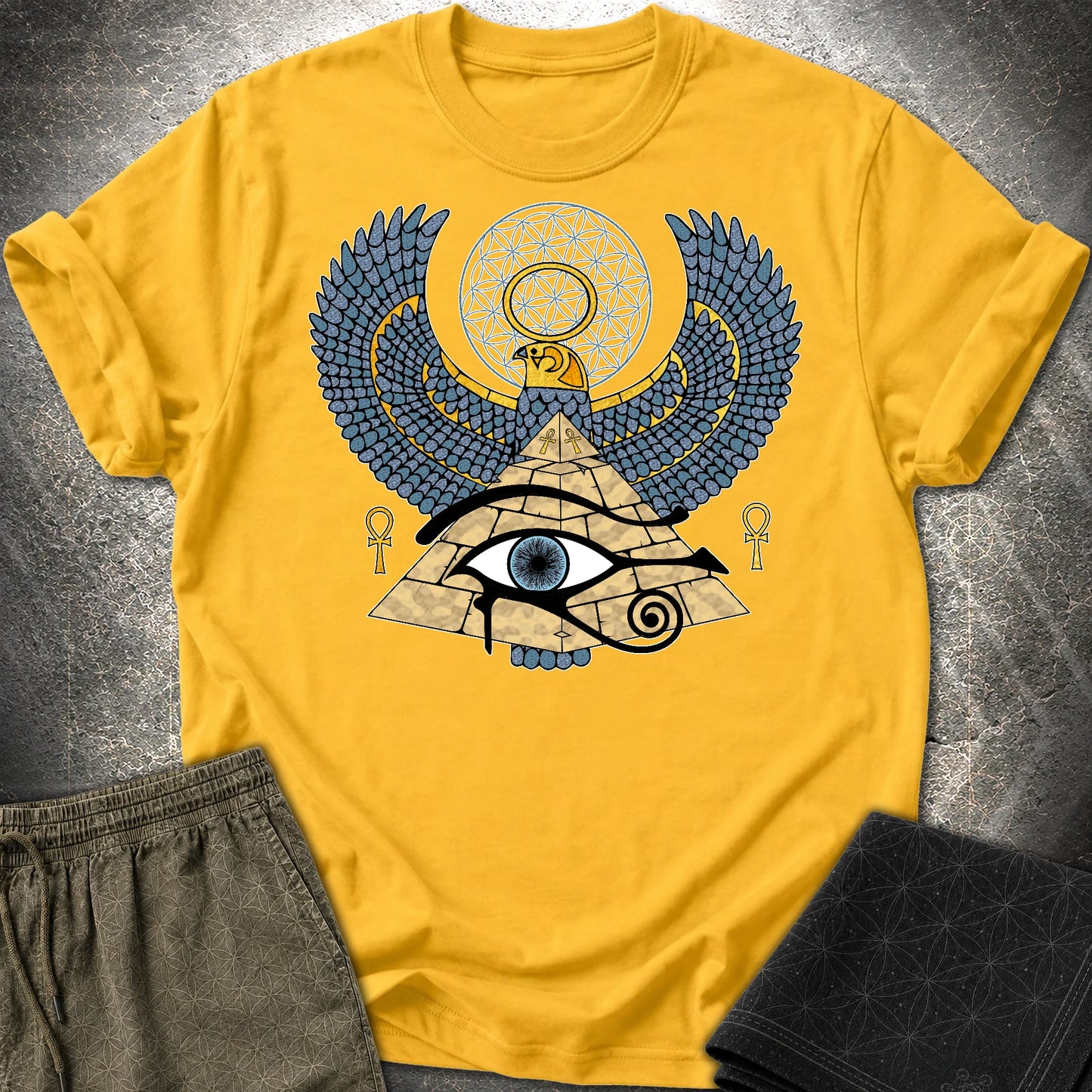 Horus Flower Of Life Egypt T-Shirt - Horus Flower Of Life Egypt T-Shirt - Daisy