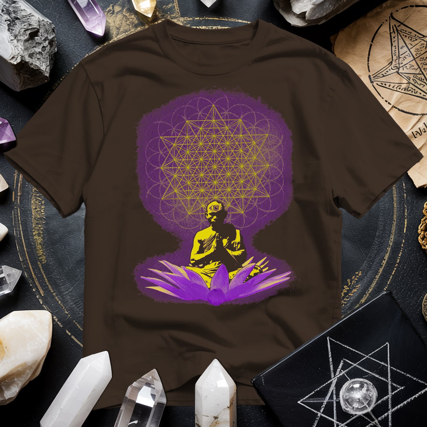 Meditating Monk Tetrahedron T-Shirt