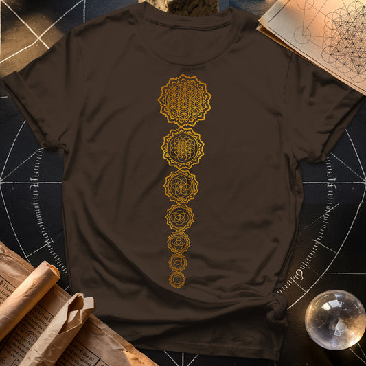 Gold Flower Of lIfe Chakras T-Shirt