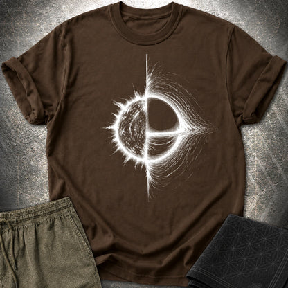 Cosmic Duality T-Shirt, Star and Black Hole Shirt, Space Symbol Graphic Tee - Cosmic Duality T-Shirt, Star and Black Hole Shirt, Space Symbol Graphic Tee - Dark Chocolate
